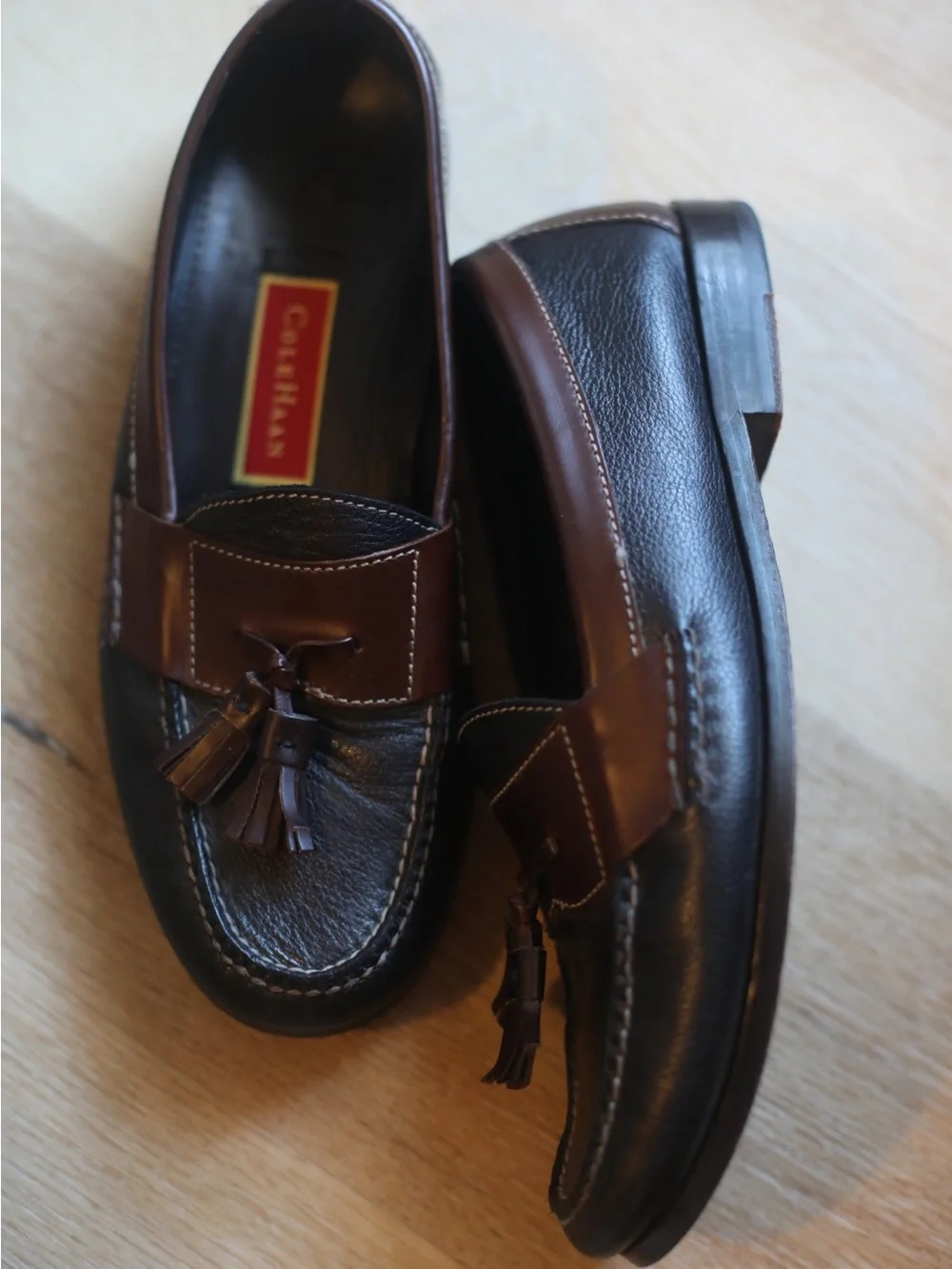 Cole Haan Two-Tone Brown Leather Tassel Loafers 9.5